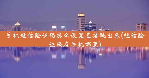 手机短信验证码怎么设置直接跳出来(短信验证码在手机哪里)