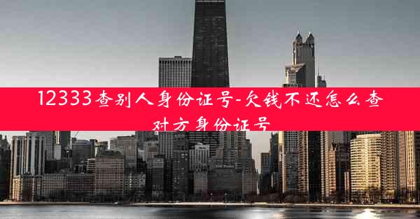 12333查别人身份证号-欠钱不还怎么查对方身份证号