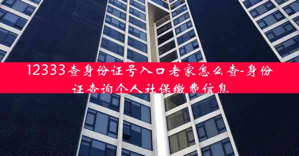 12333查身份证号入口老家怎么查-身份证查询个人社保缴费信息
