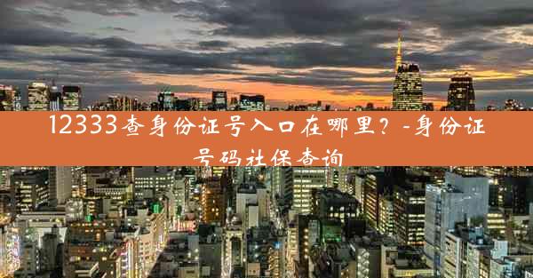 12333查身份证号入口在哪里？-身份证号码社保查询