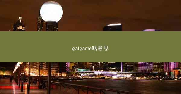 galgame啥意思