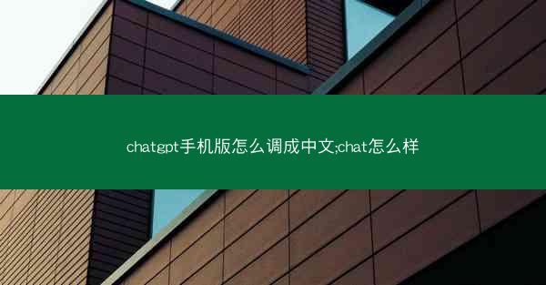 chatgpt手机版怎么调成中文;chat怎么样