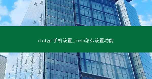 chatgpt手机设置_cheto怎么设置功能